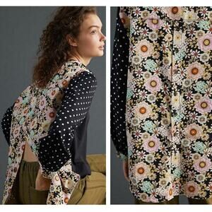 NEW Anthropologie Maeve Split-Back Floral Top - Small